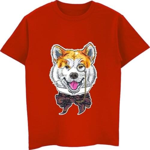 Wear Glasses Akita Inu Dog Hipster Cartoon Animal Print T-shirt Mens Cotton Short Sleeve T Shirt Cool Tees Tops Unisex Hot Sell
