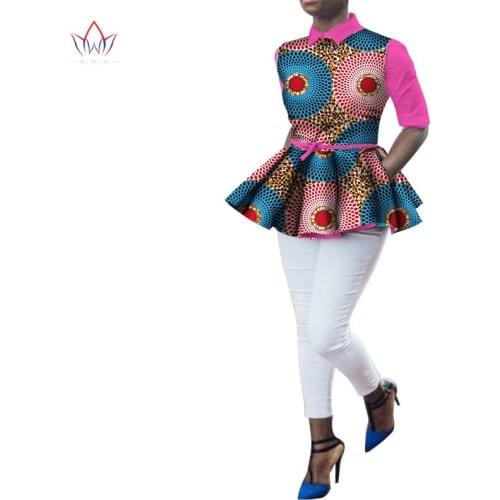 African Printed Long Sleeve Shirt Female Summer Casual Tops African Ankara Batik Women Clothing Shirt Tips for Women WY2283