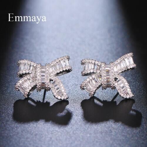 Emmaya New Fashion Bow Appearance Stud Earring For Women&Girls Cute Ornament In Dinner Fancy Zirconia Jewelry There Color
