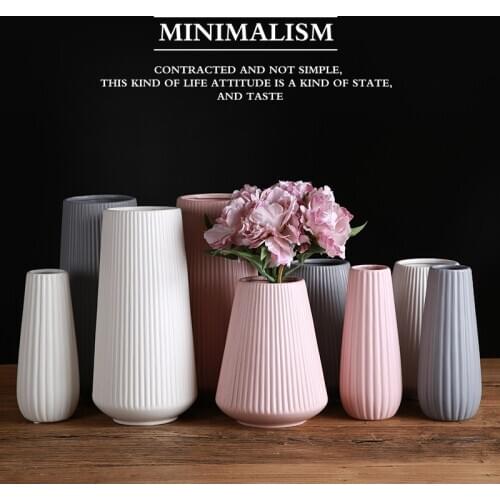 Mediterranean ceramic vase northern Europe modern simple white powder grey ornament flower arranging device home frosting