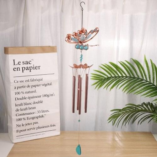 Five Aluminum Tube Glass Pendant Exquisite Plating Process Wind Chimes Creative Courtyard Garden Indoor Living Room Ornaments