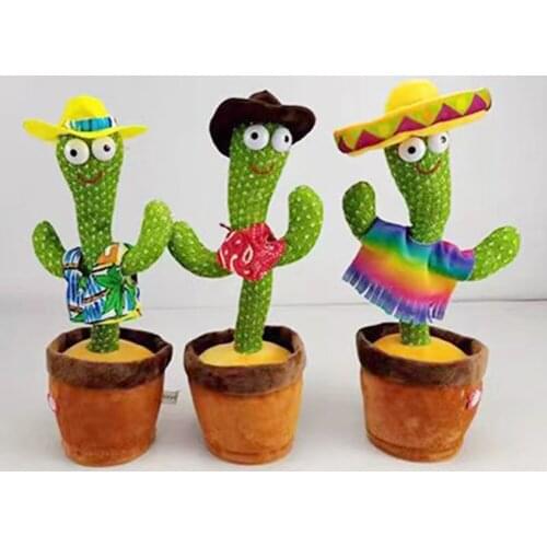 Dancing Cactus Plush Toy Electric Singing Dancing And Twisting Cactus Luminous Recording Learning To Speak Twisting Plush Toy