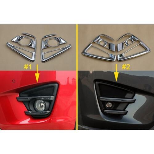 Exterior Front + Rear Foglight Fog Light Lamp Cover Trim Fit For Mazda CX5 CX-5 2016 Chrome Accessories Decoration