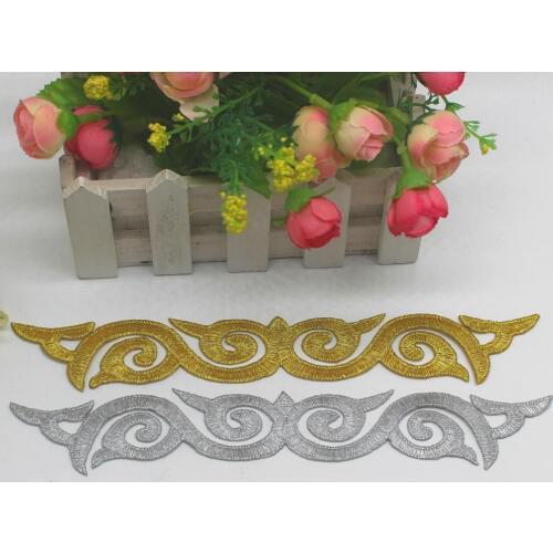 YACKALASI 5 Pieces/Lot Gold Appliqued Iron On Cosplay Costume Iron On Embroidery Gatches 24cm*3cm