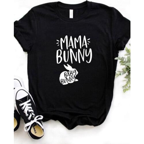 Women T Shirt Mama Bunny Rabbit Print Tshirt Women Short Sleeve O Neck Loose T-shirt Ladies Causal Tee Shirt Clothes Tops