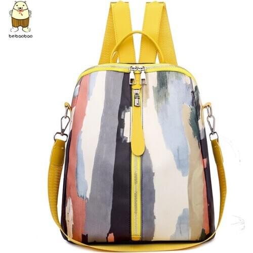 Beibaobao Contrast color backpack female bag large capacity gradient color backpack Hot Fashion Backpack Women Backpack