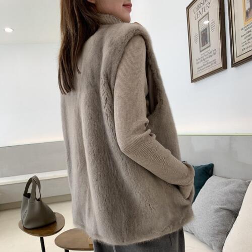 Clothes Coat 2020 Women Autumn Winter Real Vest 100% Mink Fur Jacket Sleeveless Waistcoat Manteau Femme 1961 YY2261