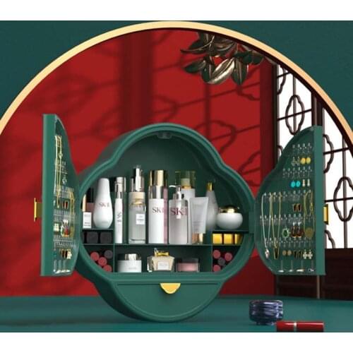 New Jewelry Box Green Rings Earrings Organizer Necklaces Large Makeup Holder Display Cases Bathroom Set Gift For Women