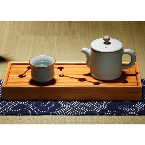 1PC Seven star Kung Fu Tea Set Natural Bamboo Tea Tray Rectangular Traditional Bamboo Puer Tea Tray Chahai Tea Table MF 026