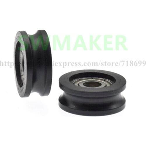 1pcs 4*15*6cm Small pulley groove U-shaped groove wheel 604zz wrapped bearing pulley nylon/pom polyformaldehyde