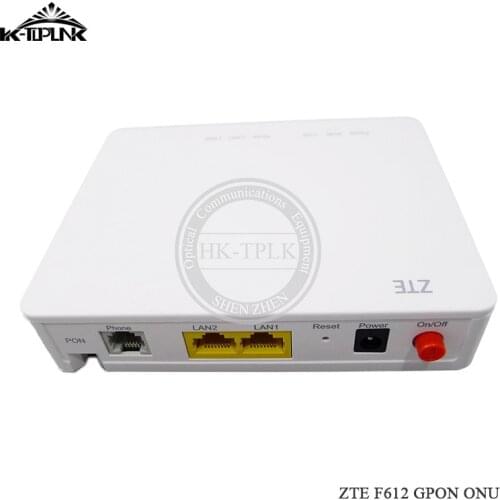100% New Original ZTE ZXHN F612 1GE+1FE Ethernet Ports GPON Optical Network ONU With 1 voice pon, English Version Firmware