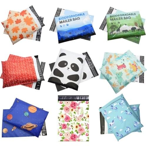 100PCS 26x33cm Printed Poly Mailer Packaging Envelopes with Self Seal Courier Storage Bags Clothes Mailers Packaging Bags