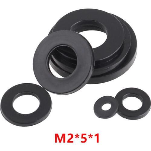1000pcs M2*5*1 Black Nylon Flat Washer DIN125 Plastic Plated Seals Washer Ring Gasket Spacer