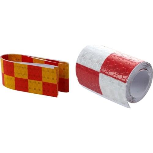 2 Pcs 1M Reflective Safety Warning Conspicuity Tape Sticker, Red-White & Red-Yellow