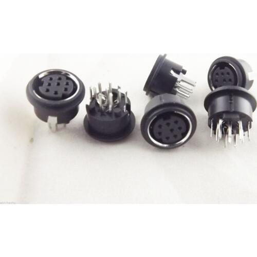 20pcs Mini 8 Pin DIN Jack Circular PCB Mount Female Connector