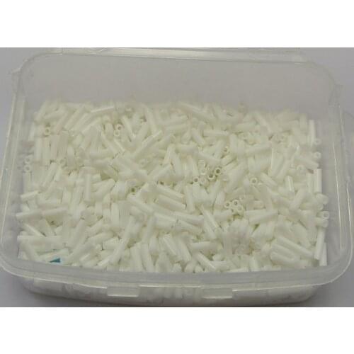 2000 Glass Tube Bugle Seed Beads 2X7mm Opaque White + Storage Box