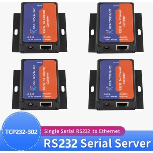 4PCS USR-TCP232-302 RS232 to Ethernet Converters UDP TCP IP Server to Client Module Support DHCP/DNS Built-in Webage Virtual COM