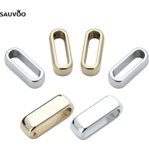 40pcs Gold Silver Color Metal Big Hole Square Beads fit 10*2.5mm Flat Leather Rope Cord DIY Jewelry Making Accessories F5356