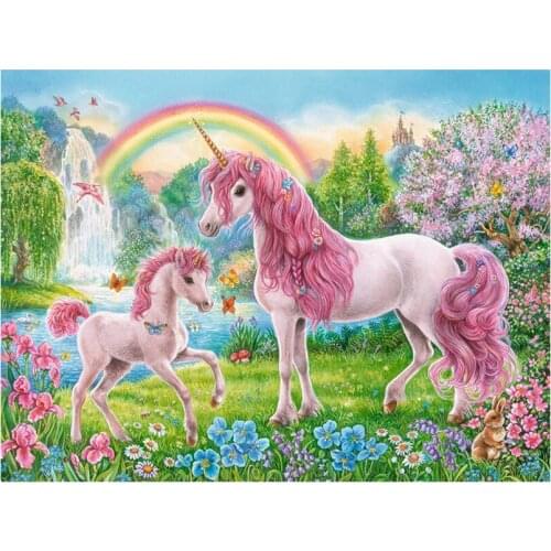 5D DIY Full Round Diamond Painting Rainbow & Flower & Unicorn 3D Embroidery Cross Stitch Rhinestone Mosaic Home Decor Art Y1393