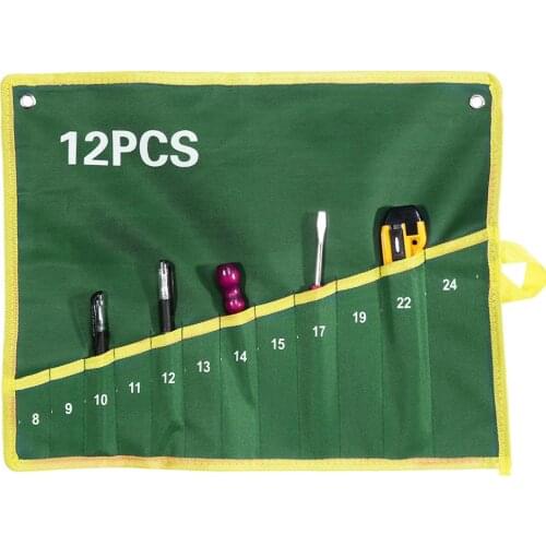 6/8/12/25 Pockets Spanner Wrench Roll Up Storage Organizer Bag Pouch Double Opening Double Offset Ring Spanner Kit Case Bag