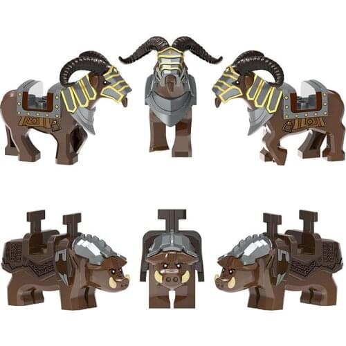 6Pcs Military Series Medieval Goat Boar Mount War Horse Scenes MOC Accessories Building Blocks Bricks Toys Gifts
