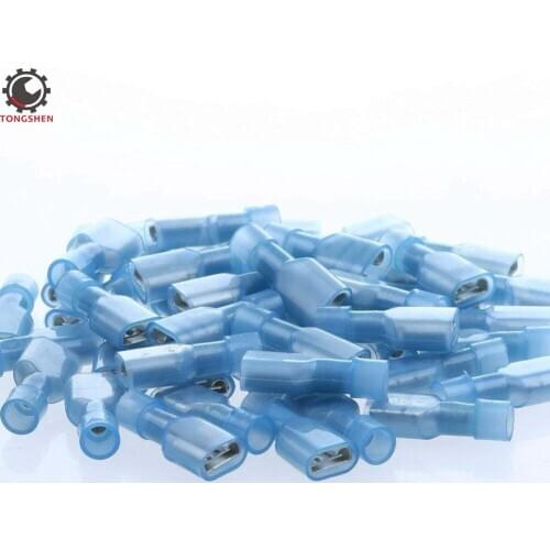 60pcs Blue 16-14 Gauge Nylon Fully Insulated Female Spade Connector Quick Disconnect Wire Spade Crimp Connectors Terminal