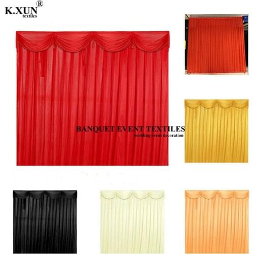 6x8ft Ice Silk Wedding Backdrop Curtain Include Top Swag Drape Stage Background Photo Booth Event Party Decoration