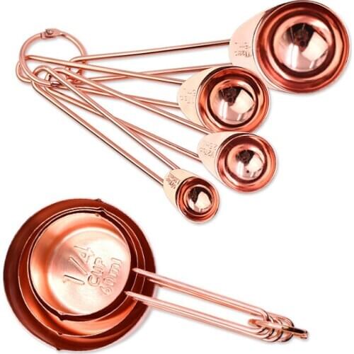 8pcs Stainless Steel Rose Gold Measuring Spoon and Cup For Cooking Baking Measurement Accessories Kitchen Tools