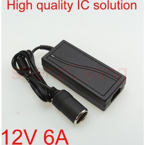 10pcs High quality 12V 6A Car cigarette lighter Power AC Converter / adapter for Air pump /Vacuum cleaner DC 12V 6A Power supply