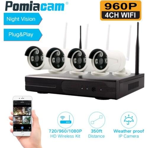 4CH 960P Wireless Security Camera System 4 Channel Wifi NVR Kit 1.3MP Outdoor CCTV IP Camera Video Surveillance Kit 2/3/4TB HDD