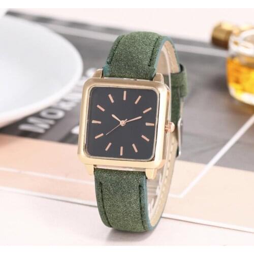 Fashion Watches Luxury Quartz Wrist Watch Square Dial Analog Faux Leather Band Women No Number Clock relojes mujer reloj mujer