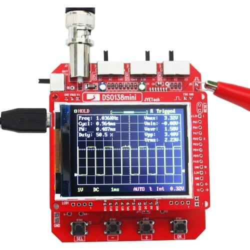 DSO138 Mini Digital Oscilloscope DIY Kit SMD Parts Pre-soldered Electronic Learning Set 1MSa/s 0-200KHz with Transparent Case