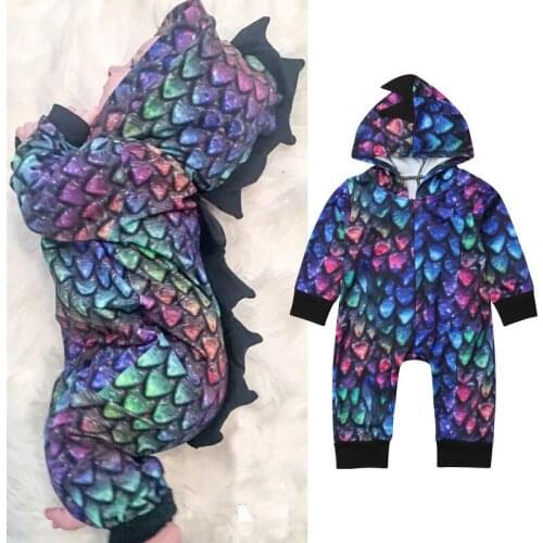 Citgeett Autumn Newborn Dinosaur Baby Girl Boy Zipper Romper Jumpsuit Clothes Spring Colourful Outfits 0-24M SS