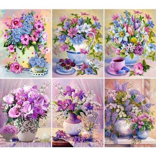 Flower Vase Diamond Painting Diy 5D Full Square/round Drill Diamond Embroidery Cross Stitch Kits Mosaic Wall Art Pictures
