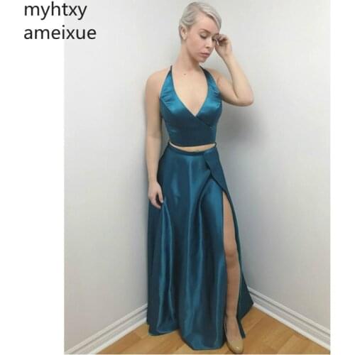 Elegant Cheap Sexy Robe Evening Dresses A-line Prom Dress Floor Length Sleeveless Side Split Evening Gowns Custom Made Plus Size