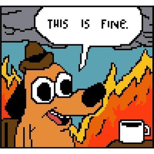 This Is Fine Dog Meme Badge Pin