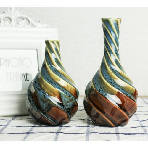 Ceramic Crafts Vases Creative European Home Furnishings New Products Hot Sellers Spiral Bottles