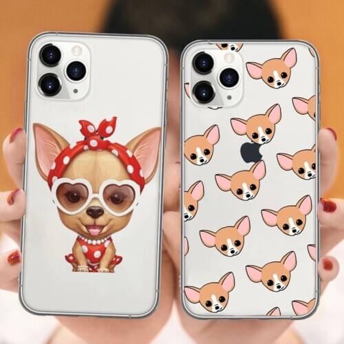 0 Cute animal Chihuahua Dog Phone Case Transparent soft For iphone 5 5s 5c se 6 6s 7 8 11 12 plus mini x xs xr pro max