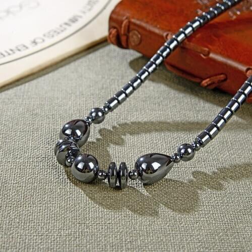 Fashion Bohemian Necklace for Women Jewelry Natural Hematite Stone Decoration Pendant Beads Strand Necklaces Men Party Gift B427