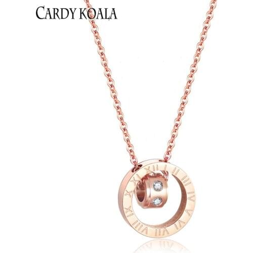 Roman Numerals Fashion Necklace Female Trendy Net Red Clavicle Chain Temperament Ring Pendant Rose Gold Jewelry