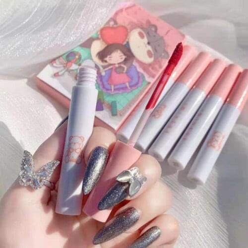 5 Color Cigarette Lip Gloss Set For Lips Makeup Long Lasting Matte Lipsticks Tint For Lips Waterproof Non-stick Cup TSLM1