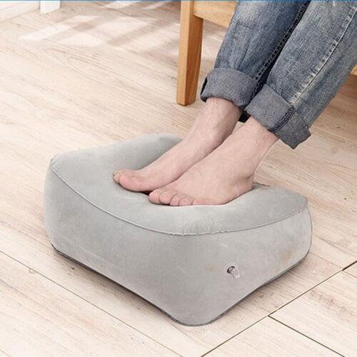 PVC Gray Train Flight Travel Inflatable Foot Rest Air Pillows Portable Pad Mat Footrest Pillow Home Outdoor Foot Relief Cushion