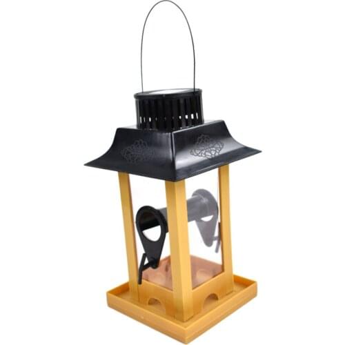 Outdoor Garden Caged Hanging Bird Feeder Balcony Outside with Solar LEDs