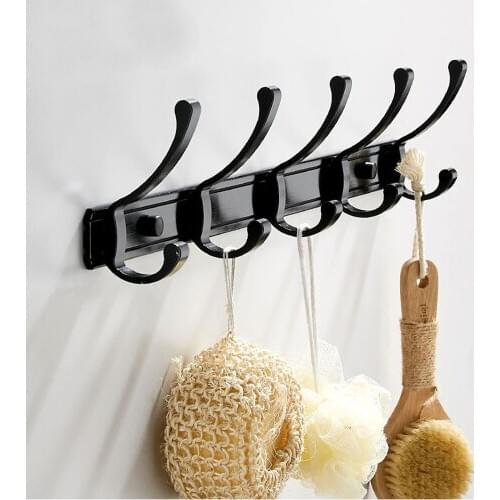 Bathroom Towel Wall 5 Hooks Kitchen Space Aluminum Strong Suction Key Hat Bag Hanger Holder Clothes Hook Handdoek Haakjes