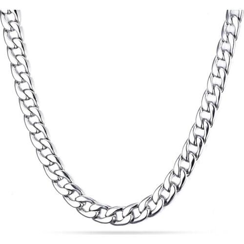 Stainless Steel Necklace Hip Hop Miami Cuban Chain Iced Out Rapper Jewelry Gold Sliver 061JC