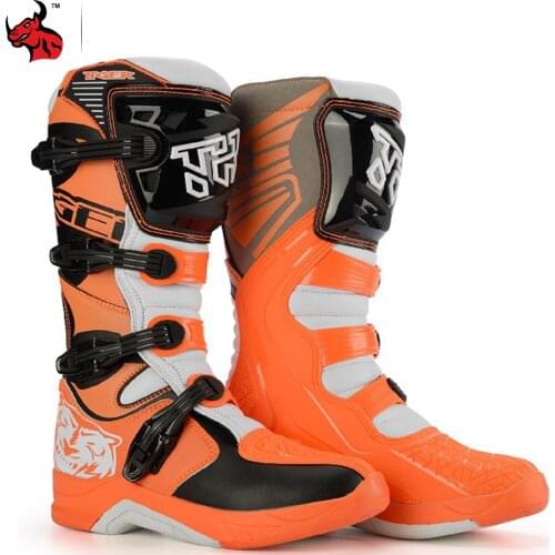 NEW Children Motocross Riding Racing Boots Motorcycle Boots Leather Profession Motorcycle Shoes Fall Resistant Protector 34-37