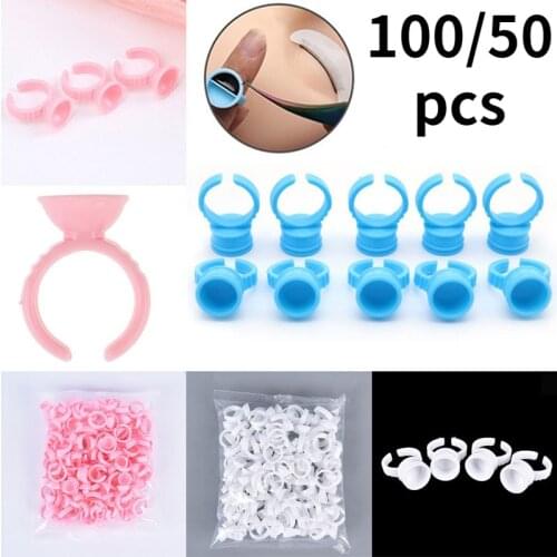 100/50pcs Disposable Plastic Tattoo Ink Ring Microblading Pigment Holder Cup For Eyebrow Makeup Tatoo Accessories Supplie