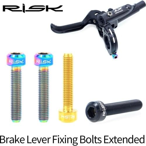 RISK 2pcs m5x25mm Titanium Alloy MTB Bicycle Brake Lever Fixed Screws Mountain Bike Extended Brakes Handle Clamp Ring Fixed Bolt