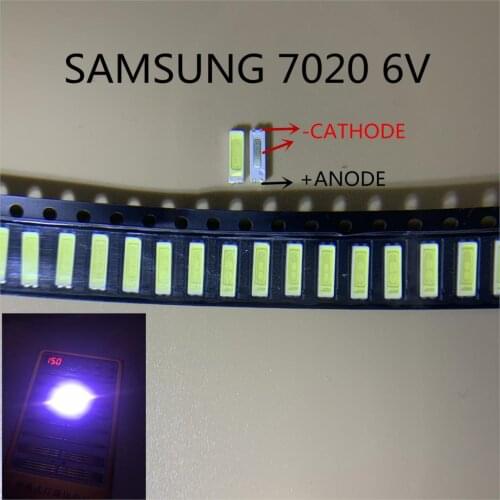 SAMSUNG 500PCS LED Backlight TV LED 7020 LED Backlight High Power 1W 6V 98LM Cool white For LED LCD TV Backlight Application