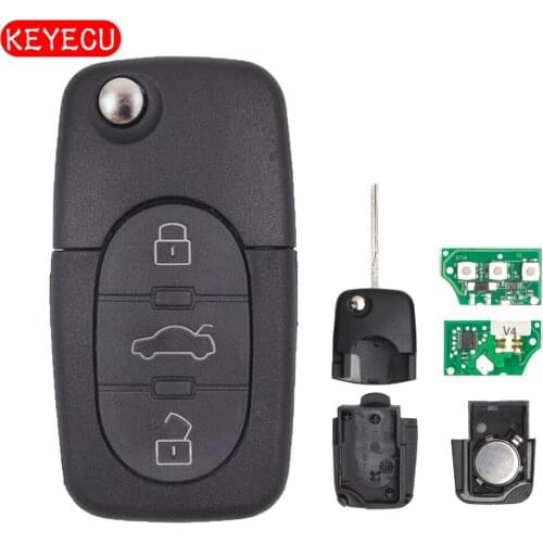 Keyecu Folding Remote Key 3 Button Fob for Volkswagen 1999-2001 Beetle 1999-2001 Bora 1997-2001 Passat 1J0 959 753 B
